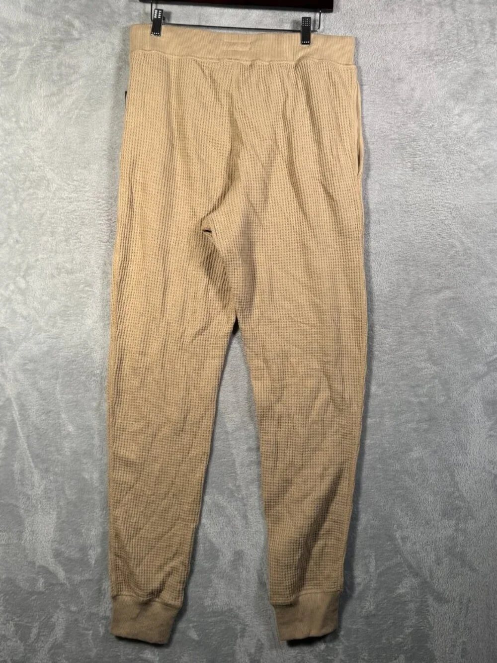 Polo Ralph Lauren Jogger Pants Mens L Beige Waffle Knit Thermal Lounge Sleepwear